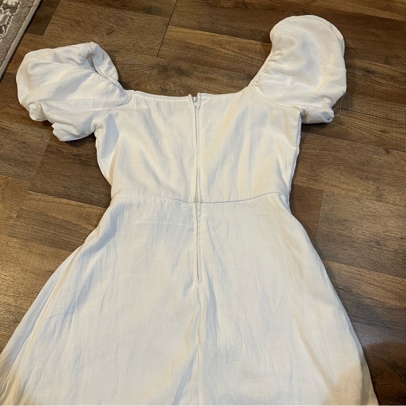 white puff sleeve wrap dress - Picture 3 of 4